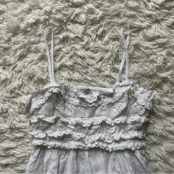 American Eagle Ruffle Upper Back Cutout White Mini Dress New With Tags Size M - Picture 2 of 10